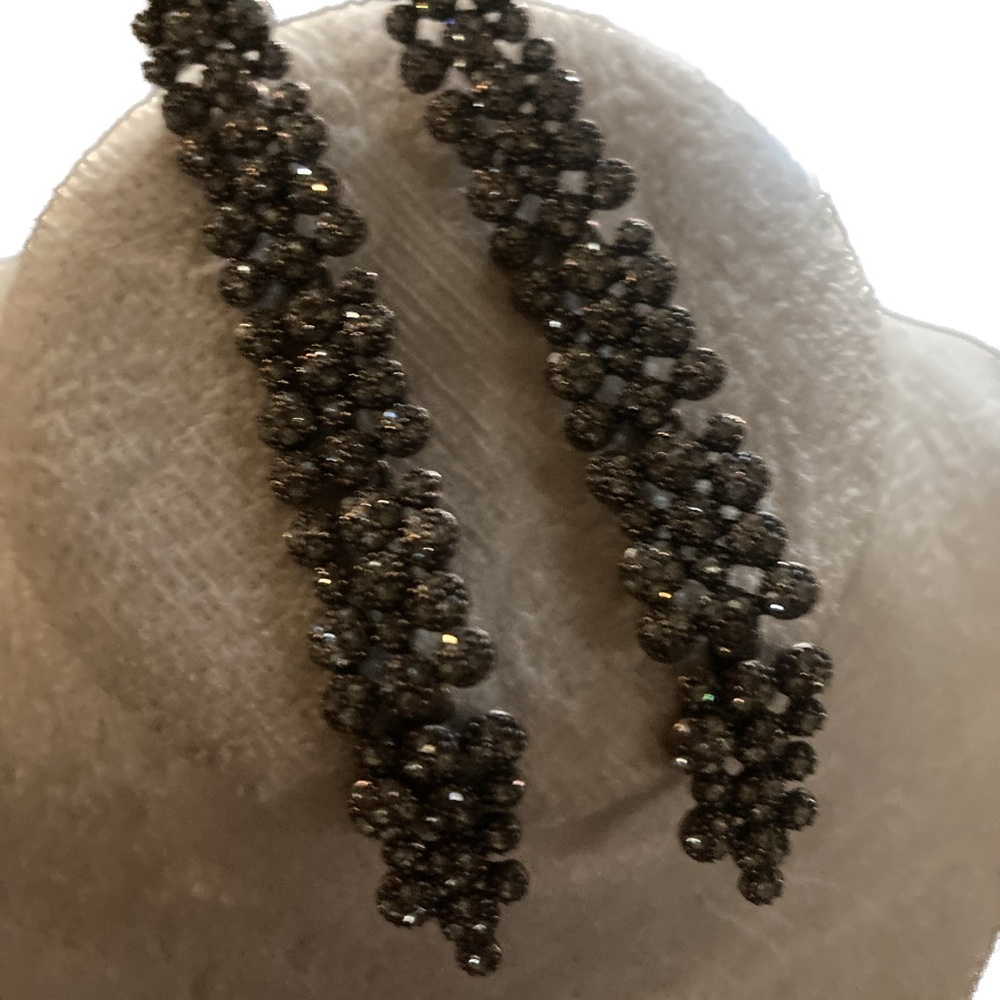 Sparkling Bronze Crystal Dangle Earrings-  Vintage look